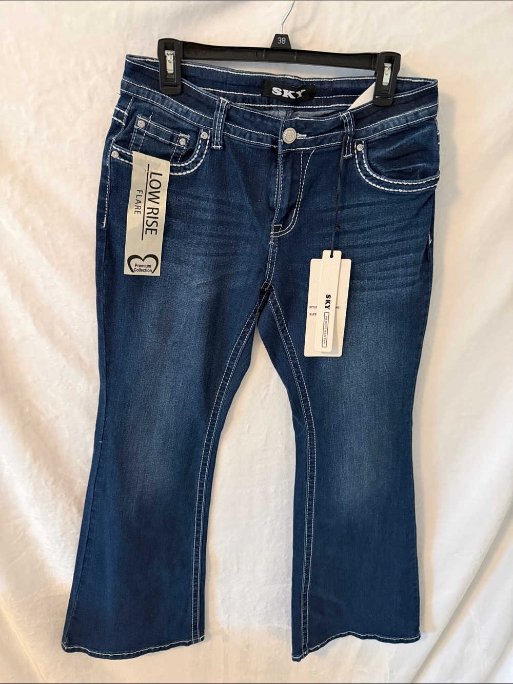 Sky Indigo Low-Rise Flare Jeans